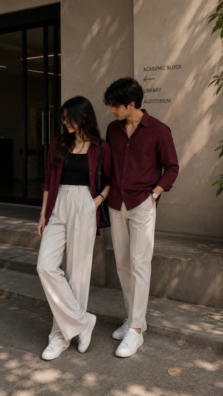 Arjun and Kiara walking together on campus